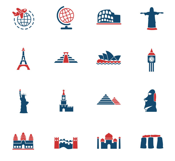 travel and wonders icon set - Vector, Image