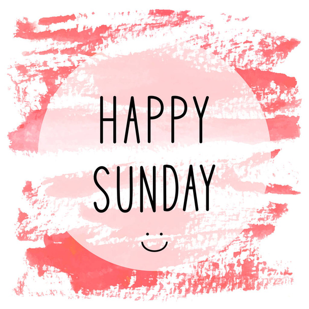 Happy Sunday text on red watercolor background - Photo, Image
