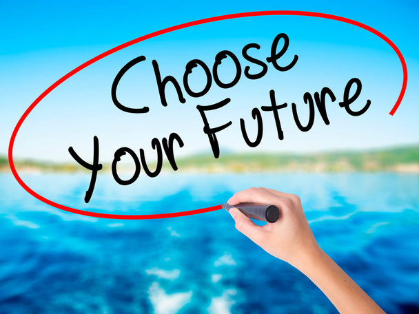Woman Hand Writing Choose your Future with a marker over transpa - Photo, Image