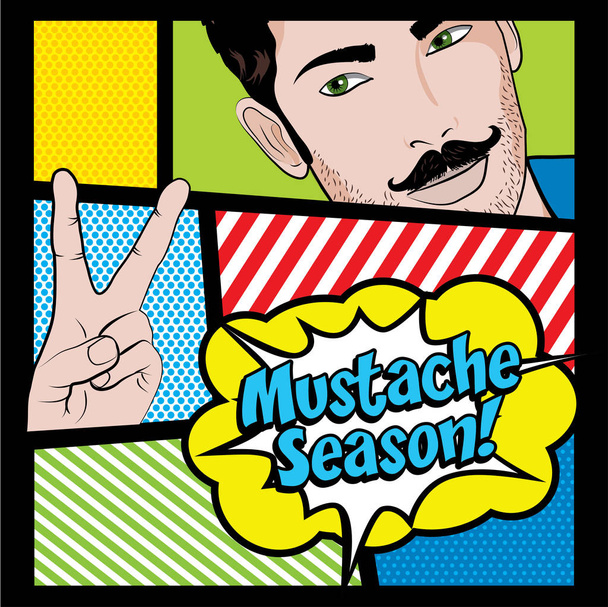 man with black mustaches - Vector, Imagen