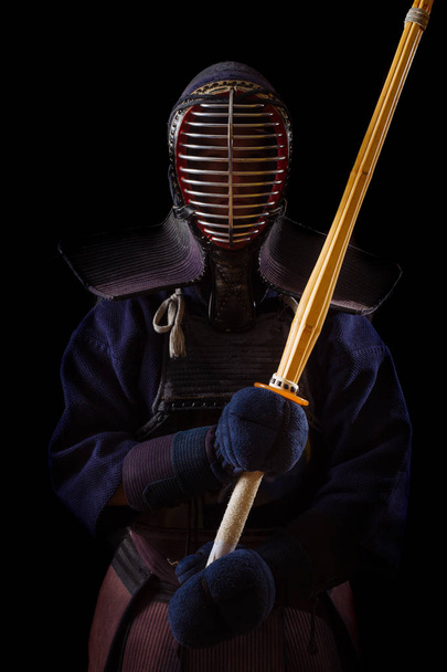 Portrait of man kendo fighter with bokuto - Photo, Image