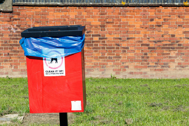 lixo de cão vermelho bin
 - Foto, Imagem
