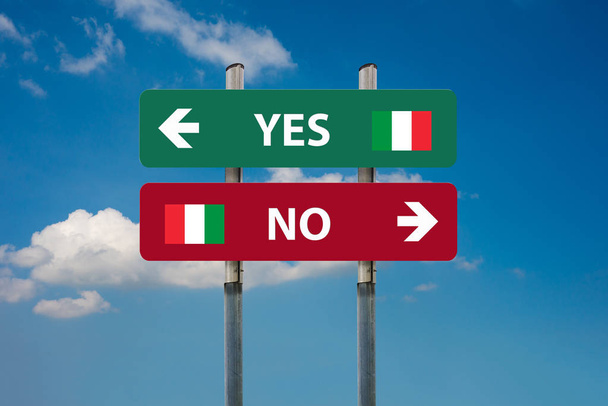 olasz népszavazás igen (Si) vagy nem (nem) - Fotó, kép