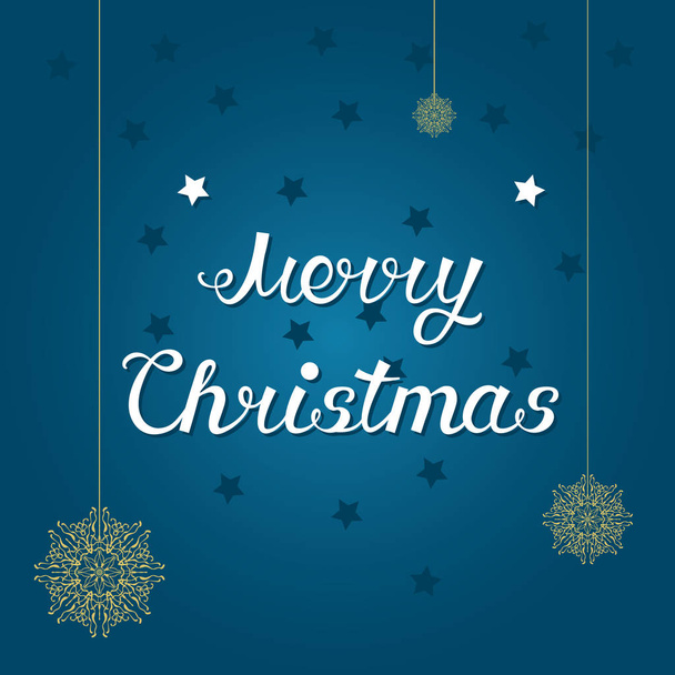 Merry Christmas. Greeting card with the inscription, stars and snowflakes. - Vector, Image