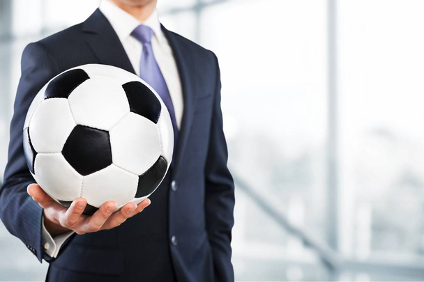 businessman holding Soccer ball - Φωτογραφία, εικόνα