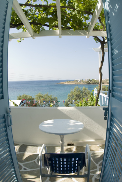 Ελληνικό νησί θέα από το μοτέλ - Φωτογραφία, εικόνα