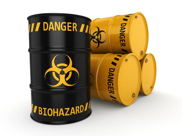 3D rendering biohazard barrels - Φωτογραφία, εικόνα