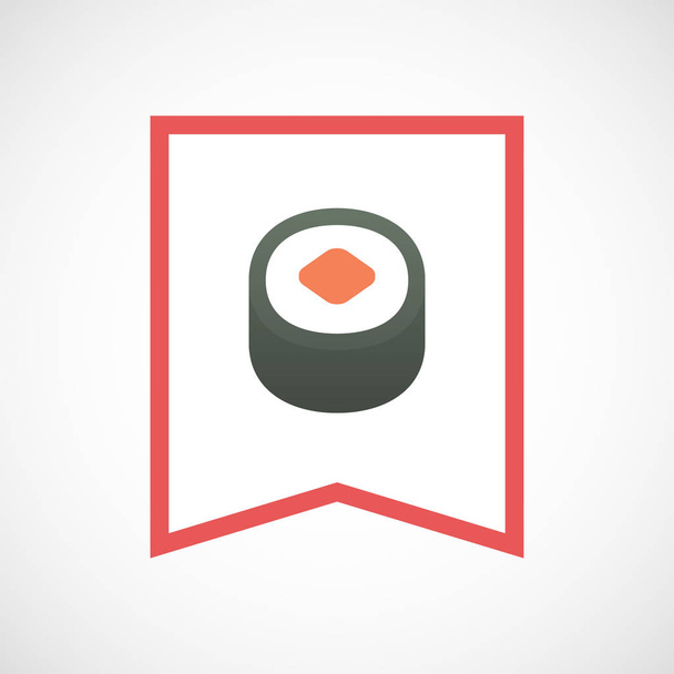 Icono de cinta de arte de línea aislada con una pieza de sushi maki
 - Vector, imagen