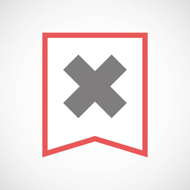 Isolée icône de ruban d'art de ligne avec un signe x
 - Vecteur, image