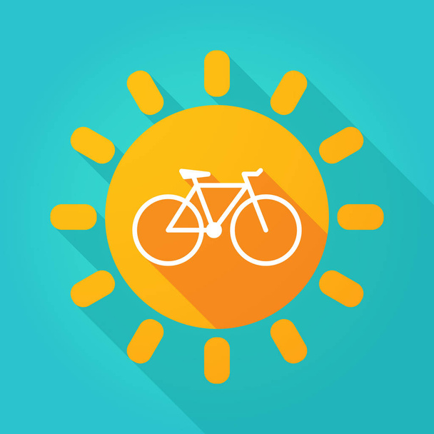 Hosszú árnyék, fényes nap ikon egy biciklit - Vektor, kép