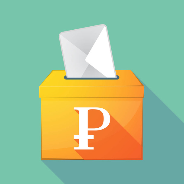 Long shadow coloured ballot box icon with a ruble sign - Vector, Image