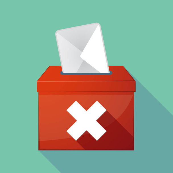 Long shadow coloured ballot box icon with an x sign - Vector, Image