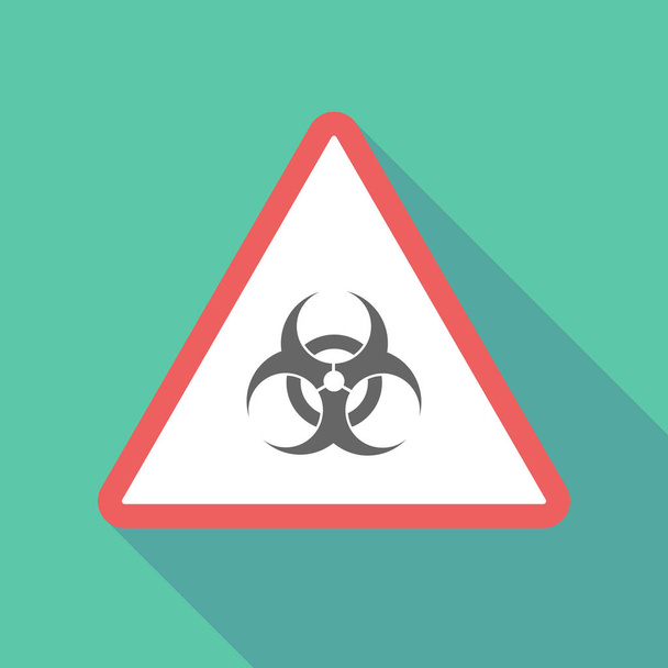 Longue icône de panneau d'avertissement triangulaire ombre avec un signe de danger biologique
 - Vecteur, image