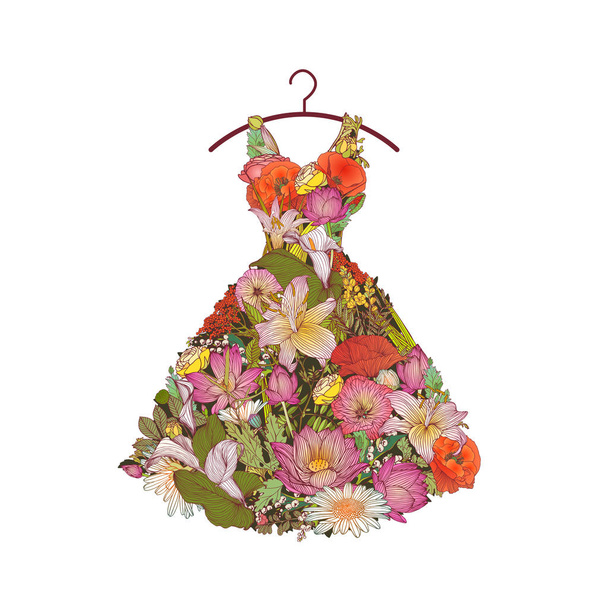 O vestido de flores
  - Vetor, Imagem