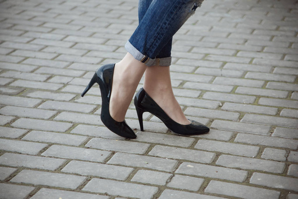 girl in jeans and heels - Photo, Image