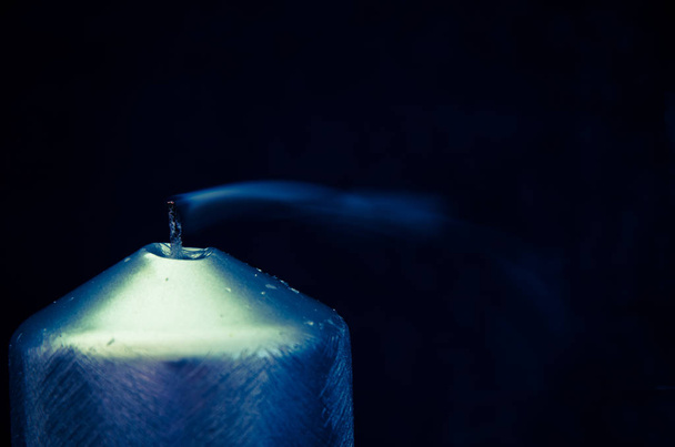blown out silver candle with black background - Photo, Image