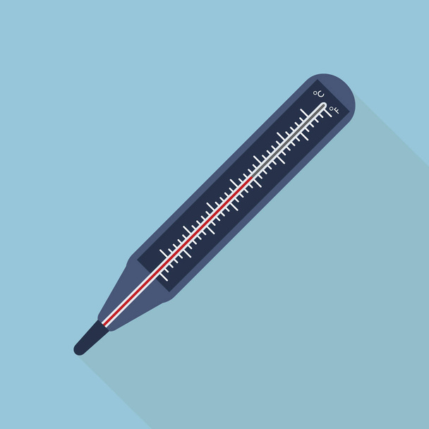 Medical thermometer or thermometer icon on flat style. - Vektör, Görsel
