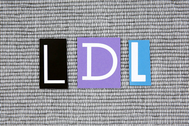 LDL (Low-density lipoprotein) acronym on grey background - Photo, Image