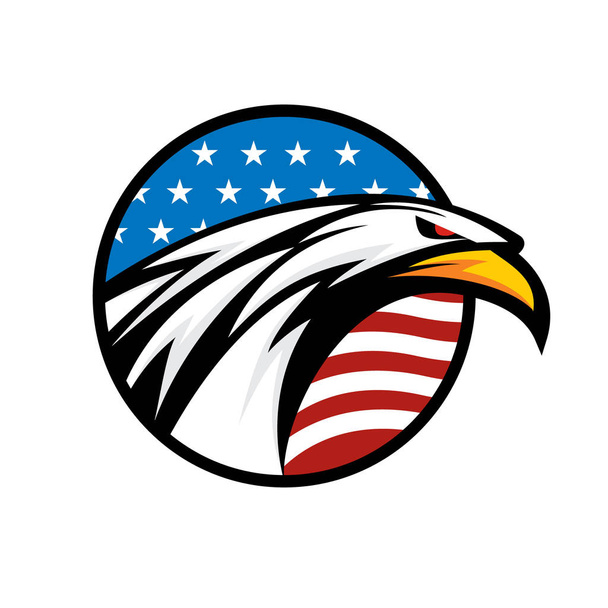Eagle Head Logo Vector na bandeira americana
 - Vetor, Imagem