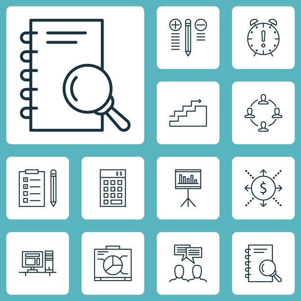 Set Of Project Management Icons On Money, Computer And Analysis Topics. Editable Vector Illustration. Includes Solution, Date, Team And More Vector Icons. - Vector, Image