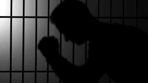 silhouette of man in jail - Footage, Video