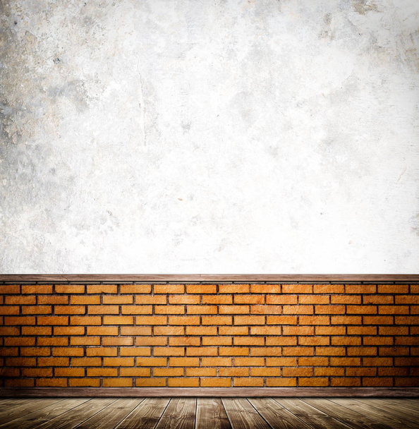 Old wall and wooden floor background. - Photo, Image