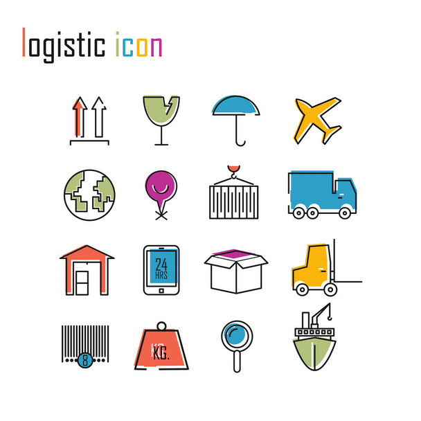 Line icons, Logistics icons, Modern infographic vector logo  - Vektori, kuva