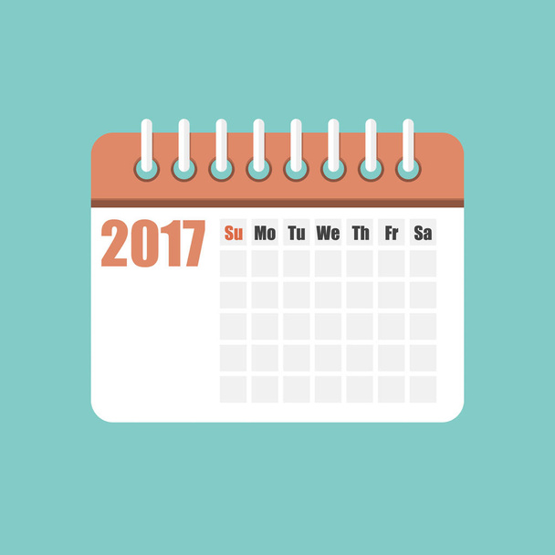 Επίπεδη ημερολογιακού έτους 2017. Εικονογράφηση διάνυσμα - Διάνυσμα, εικόνα