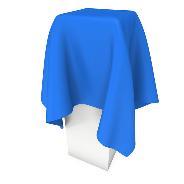 Presentation pedestal covered with blue cloth - Foto, Imagem