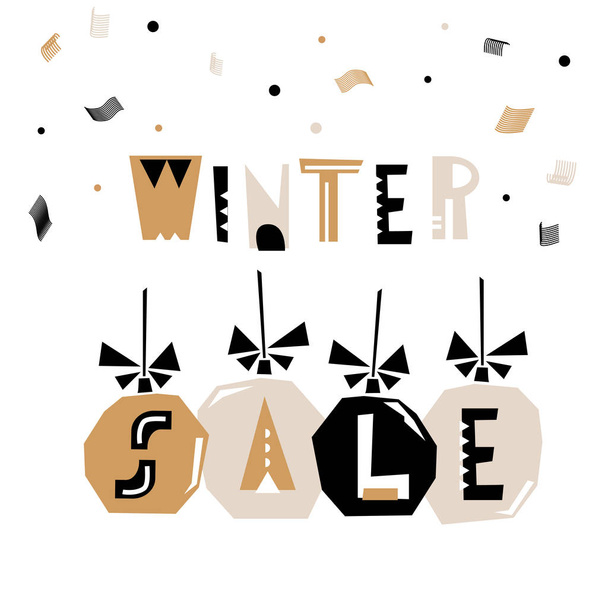 Зимняя распродажа баннер, фон с текстом продажи и рождественские украшения. Векторная миграция
 - Вектор,изображение
