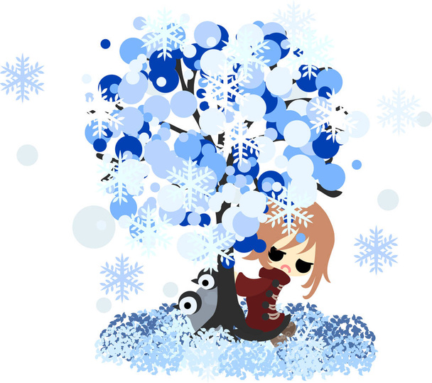 Иллюстрация зимы
 - Вектор,изображение