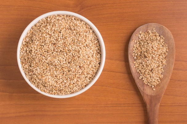White Sesame into a bowl - Photo, image