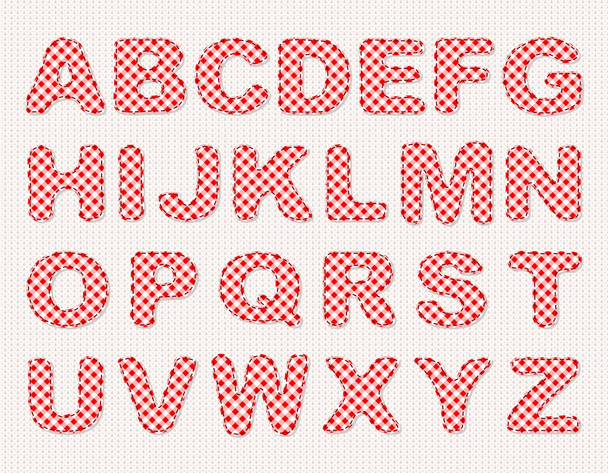 fabric letters set on a knitted background - Вектор,изображение
