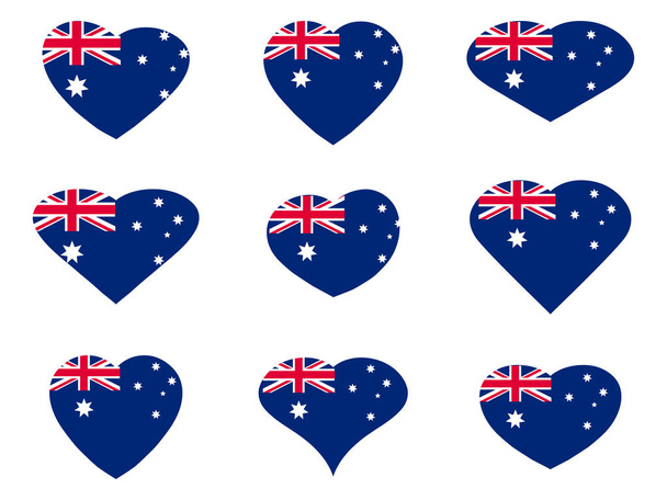 L'Australie. Coeurs avec drapeau australien. Illustration vectorielle
. - Vecteur, image