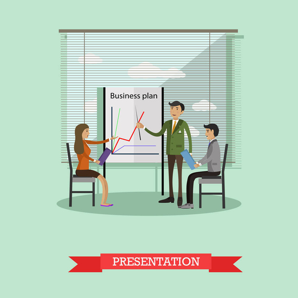 Концепция векторного баннера с бизнес-презентациями и встречами
. - Вектор,изображение