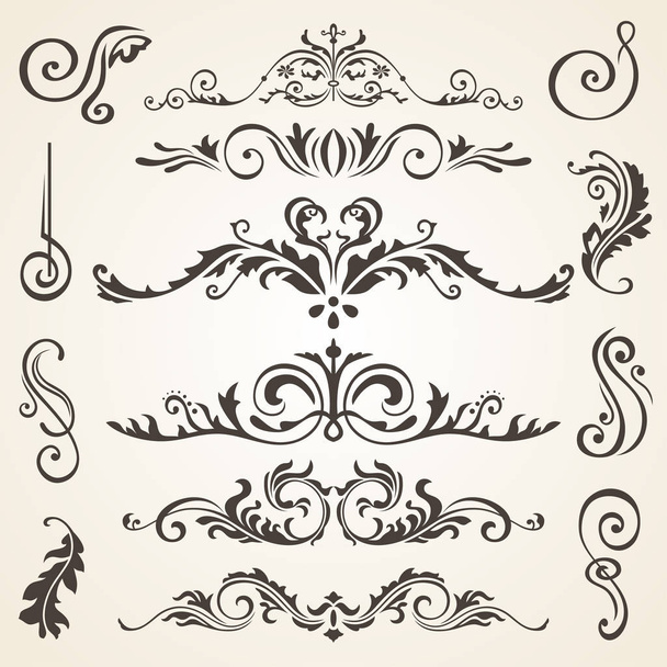 Kalligrafikus design elemek és az oldal dekoráció. Vektor díszítésének az Elrendezés beállítása - Vektor, kép