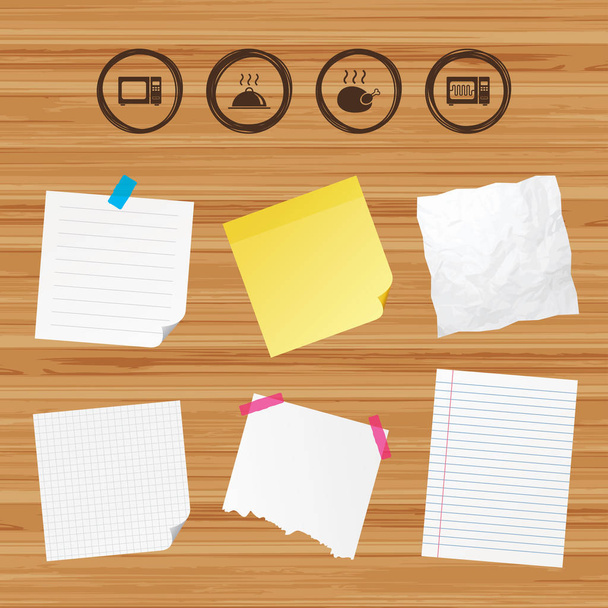 Blank papers and icons set - Vetor, Imagem