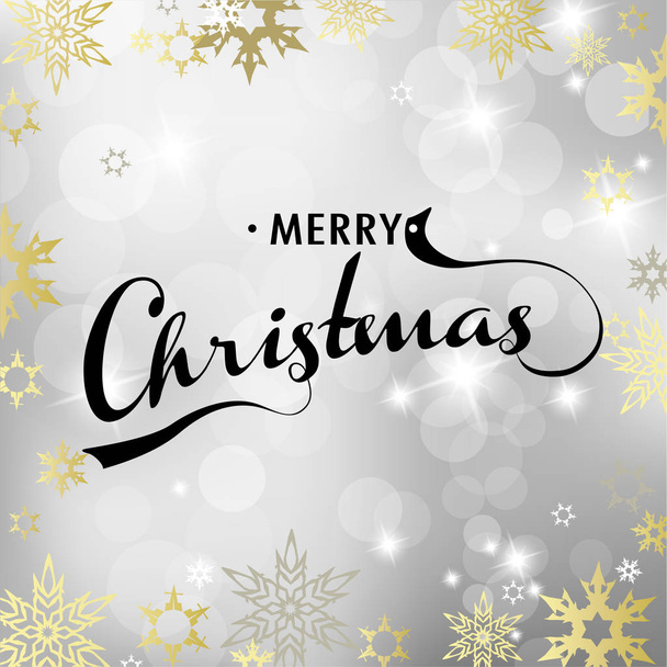 Merry Christmas card with gold glittering design effects. - Vektör, Görsel