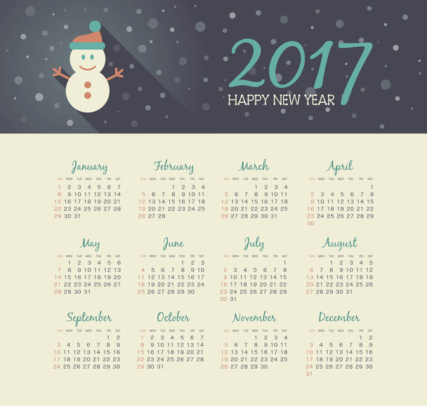 Vektor 2017 naptári év karácsony-hóember - Vektor, kép