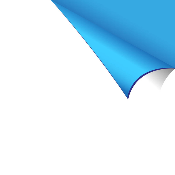 Mavi arka plan ile beyaz kağıt köşesi kıvrılmış - Vektör, Görsel