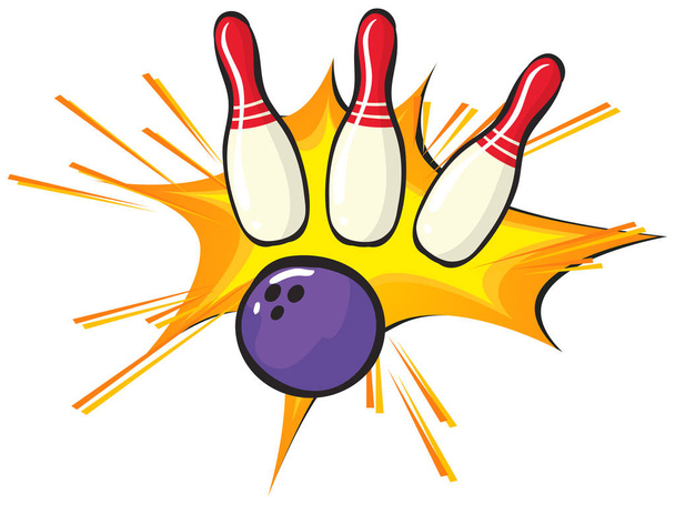 Bowling pins and ball on white background - Vector, Image