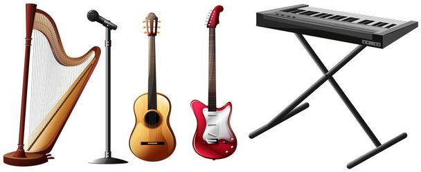 Diferentes tipos de instrumentos musicais
 - Vetor, Imagem