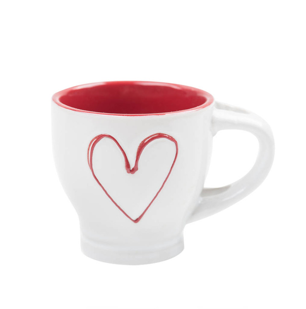 Rood hart cup voor koffie - Foto, afbeelding