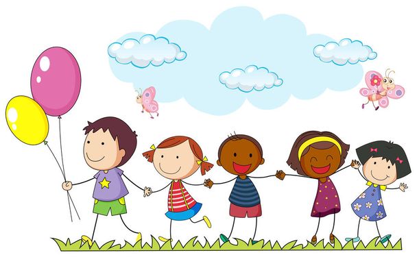 Children holding hands in the park - Vector, Image