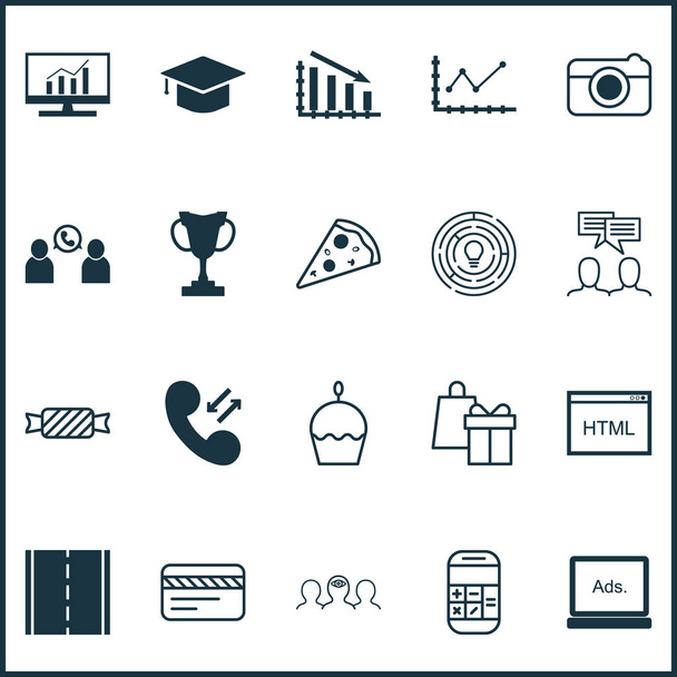 Conjunto de 20 iconos editables universales. Puede ser utilizado para el diseño web, móvil y de aplicaciones. Incluye iconos como dulce, compras, codificación y más
. - Vector, imagen