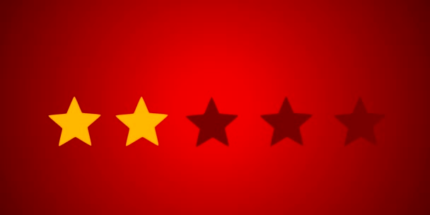 5 star Rating Bestseller symbool gegeven door Business Man Hand vegen In 2d animatie met rode achtergrond - Video