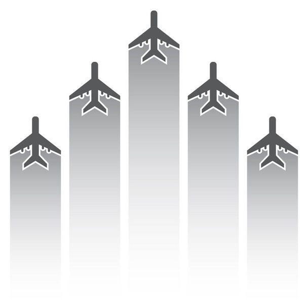 Αεροπλάνο σιλουέτες με κομμάτια - Διάνυσμα, εικόνα