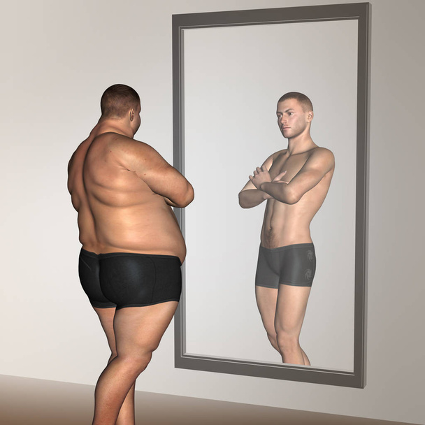 overgewicht vs slim fit man  - Foto, afbeelding