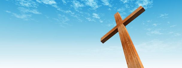konceptuální dřevěný kříž  - Fotografie, Obrázek