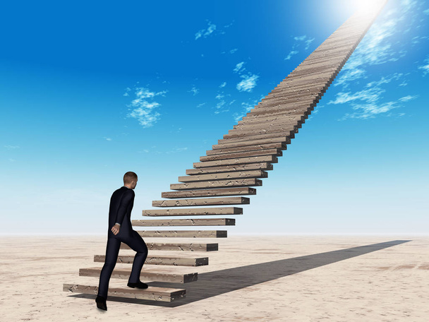 business man climbing stair  - Photo, Image